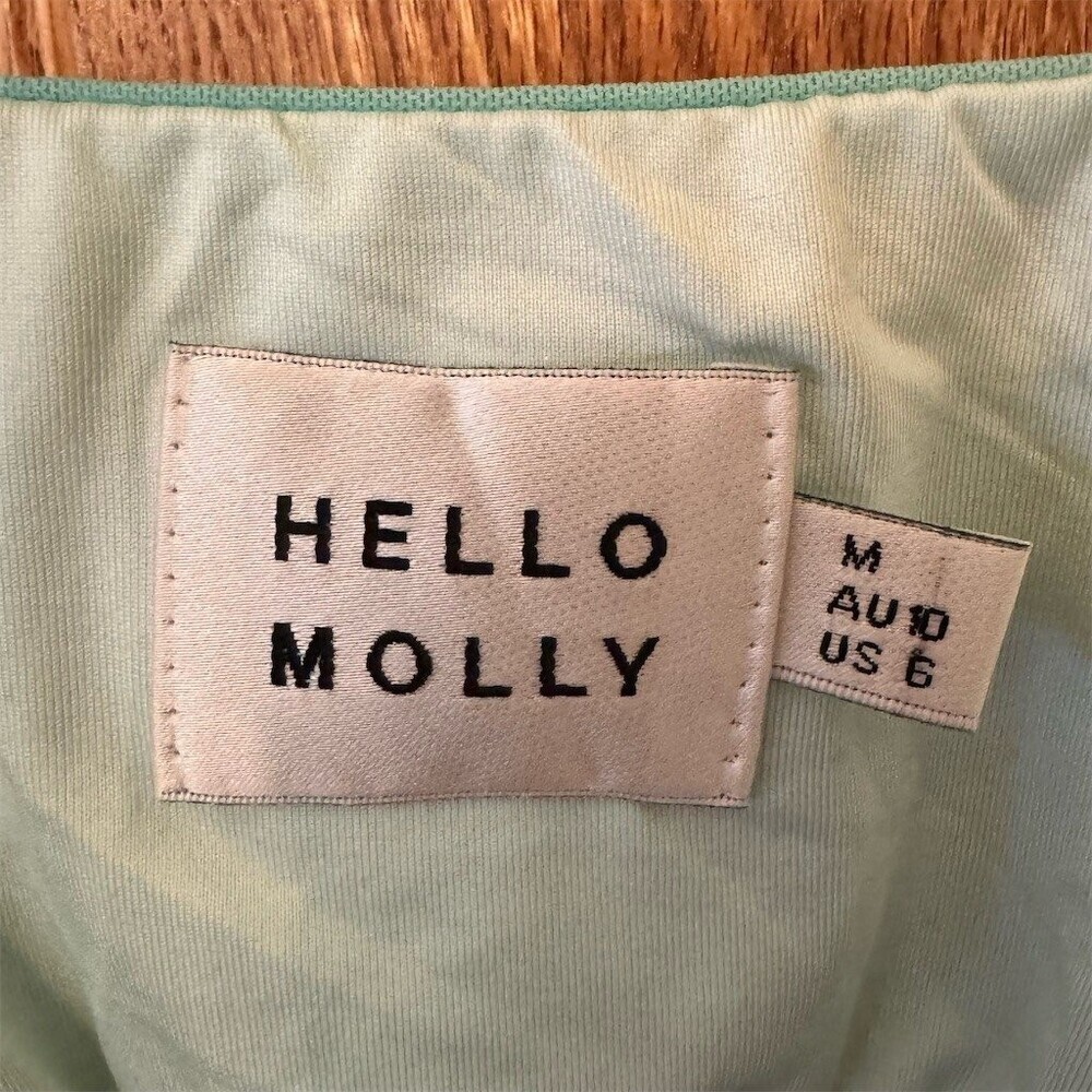 Hello Molly Dress Womens AU 10 US 6 Small Green Ruched Bodycon Mini Open Back - Picture 5 of 9